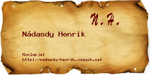 Nádasdy Henrik névjegykártya