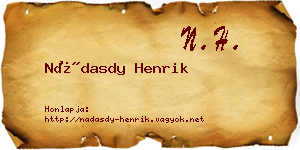 Nádasdy Henrik névjegykártya